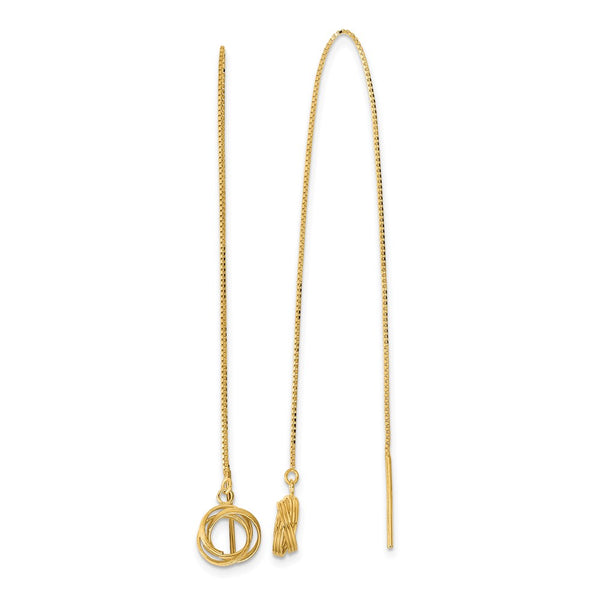14K Gold Polished Diamond-Cut Box Chain Love Knot Earrings