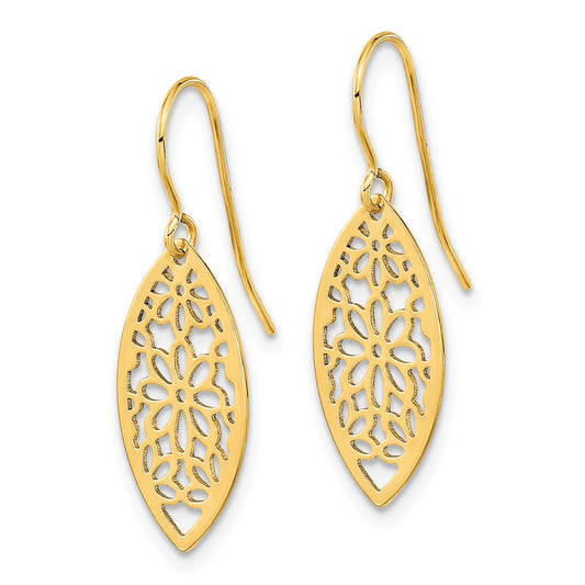 High-Quality 14K Gold Floral Dangle Earrings - Stylish Design, Affordable Price
