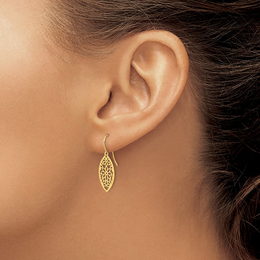 High-Quality 14K Gold Floral Dangle Earrings - Stylish Design, Affordable Price