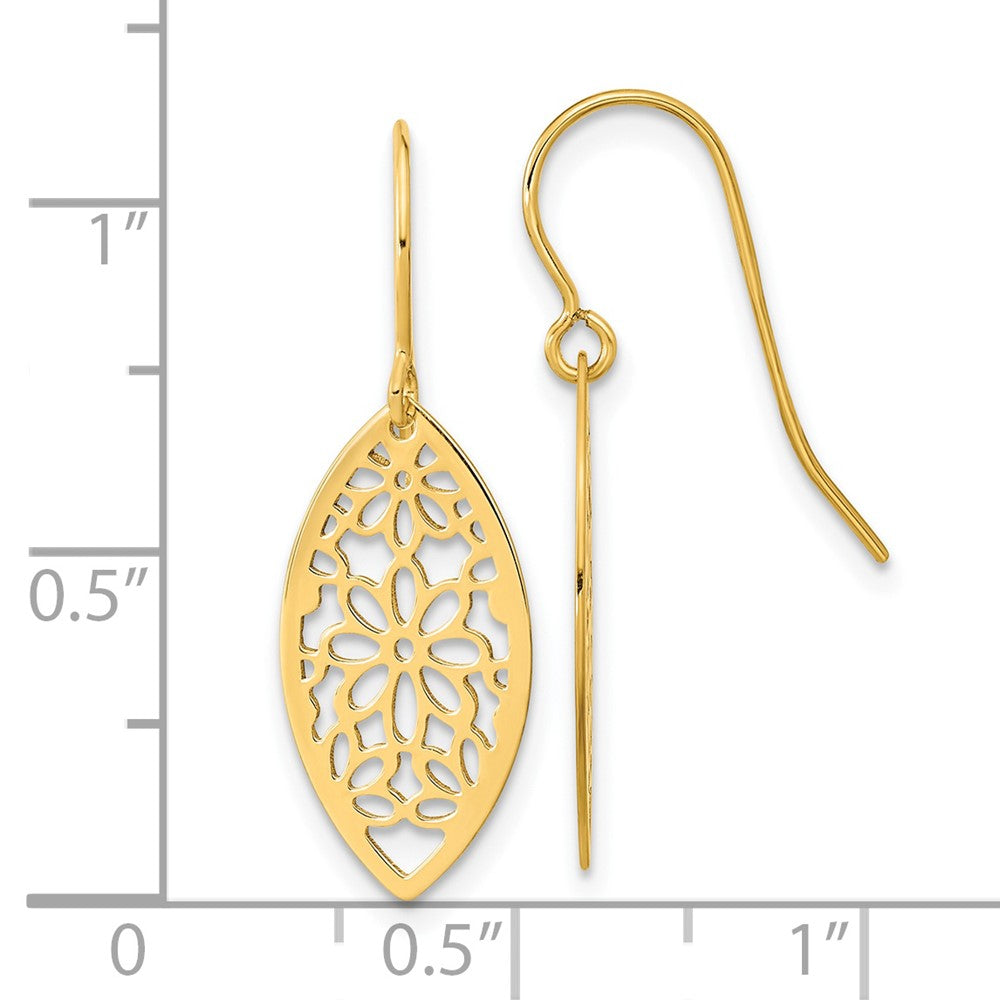High-Quality 14K Gold Floral Dangle Earrings - Stylish Design, Affordable Price