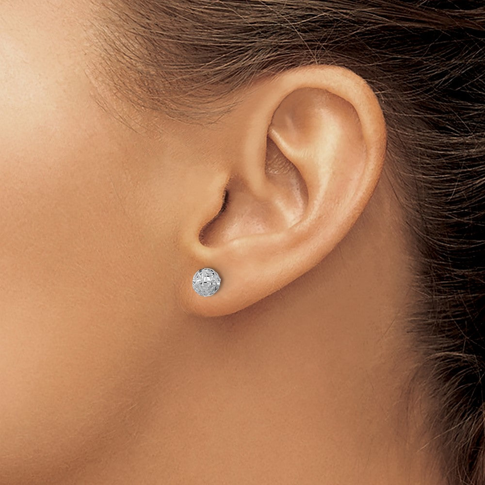 Buy Stylish 14K White Gold Diamond-Cut 6mm Ball Stud Earrings