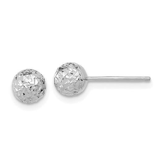 Buy Stylish 14K White Gold Diamond-Cut 6mm Ball Stud Earrings