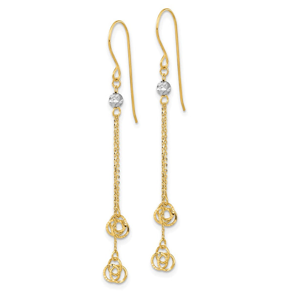 14K Two-Tone Polished Love Knot Dangle Earrings
