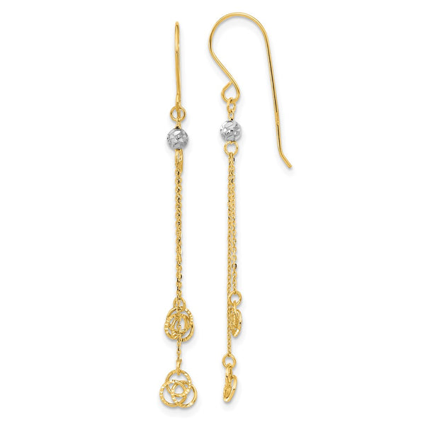 14K Two-Tone Polished Love Knot Dangle Earrings
