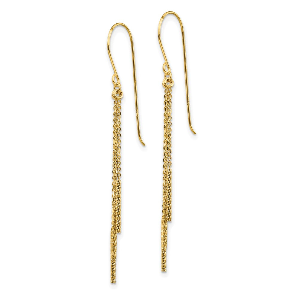Shop 14K Polished Diamond-Cut Chain Earrings - Stylish Bar Shepherd Hooks
