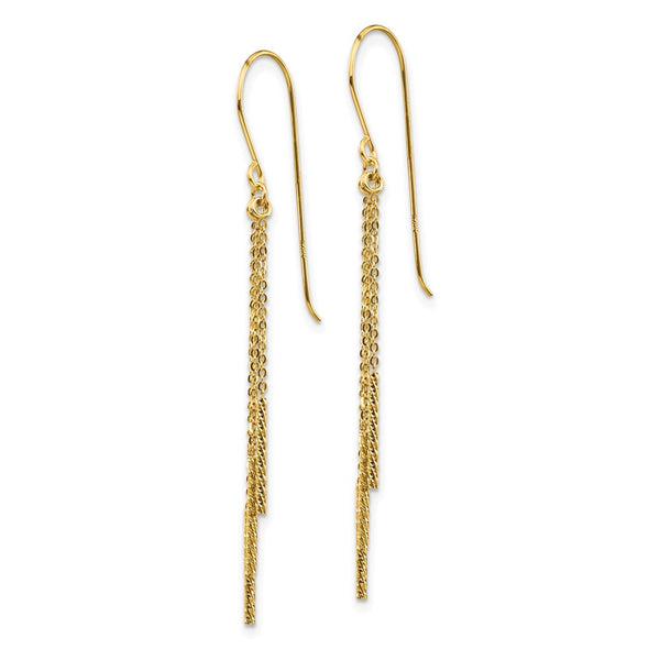 14K Polished Diamond-Cut Chain Earrings - Bar Shepherd Hooks