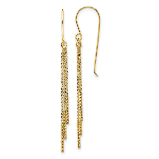 Shop 14K Polished Diamond-Cut Chain Earrings - Stylish Bar Shepherd Hooks