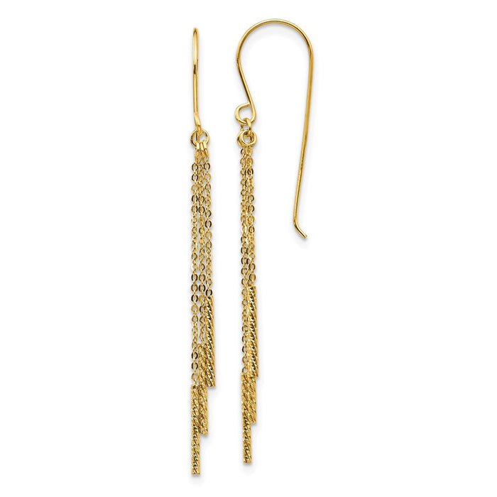 Shop 14K Polished Diamond-Cut Chain Earrings - Stylish Bar Shepherd Hooks-1