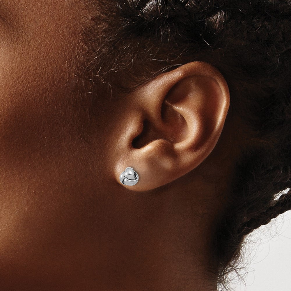 Exclusive 14K White Gold Polished Love Knot Post Earrings - Stylish Value