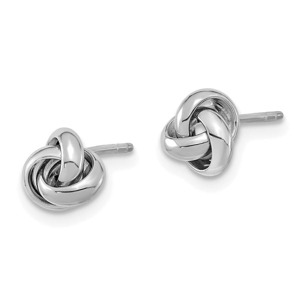 Polished Knot Post Earrings in 14K White Gold