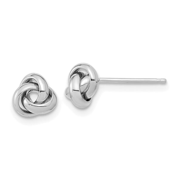 Polished Knot Post Earrings in 14K White Gold