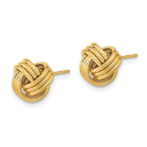 14K Gold Polished Triple Love Knot Stud Earrings