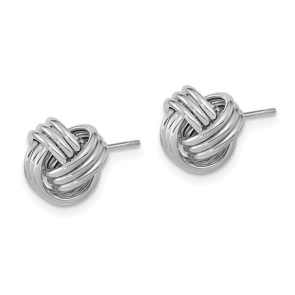 14K White Gold Triple Love Knot Stud Earrings