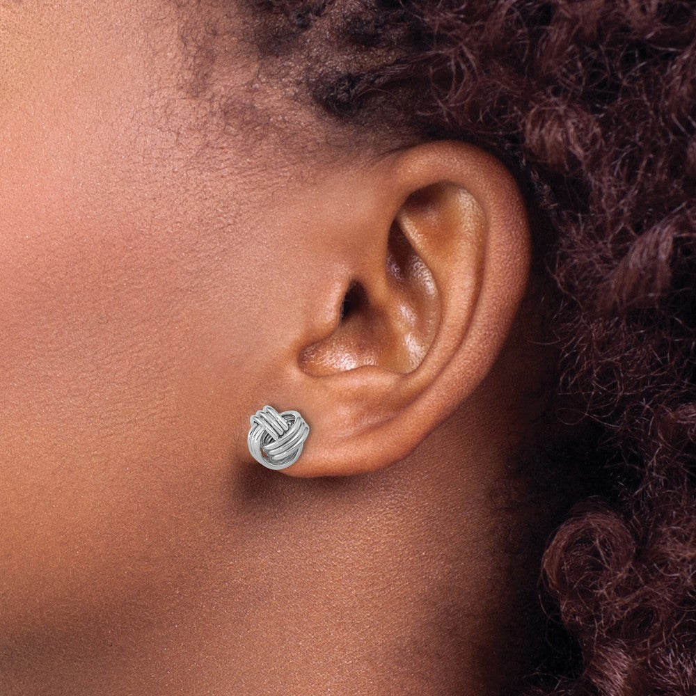 Shop Stylish 14K White Gold Triple Love Knot Stud Earrings - Luxury Design