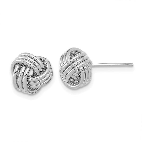 14K White Gold Triple Love Knot Stud Earrings