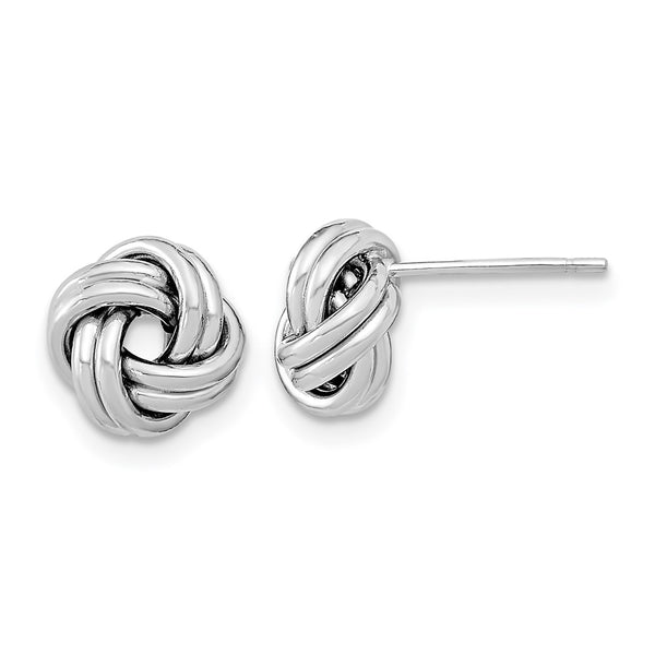 14K White Gold Double Love Knot Earrings