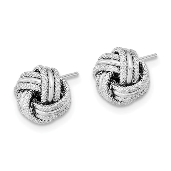 14K White Gold Polished Triple Love Knot Earrings