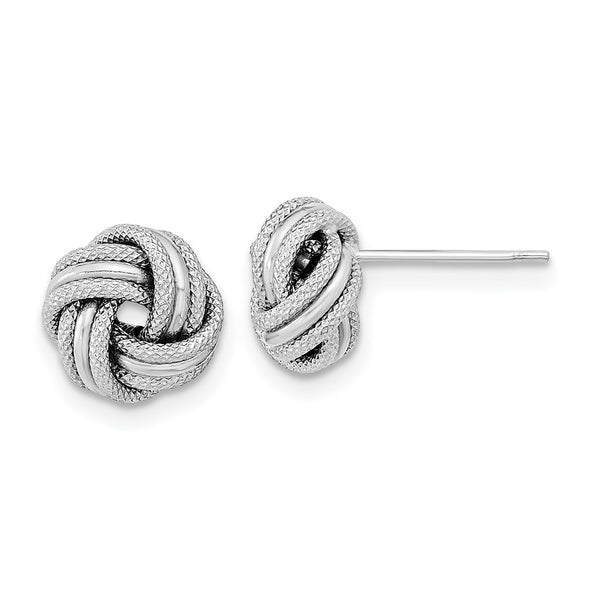 14K White Gold Polished Triple Love Knot Earrings