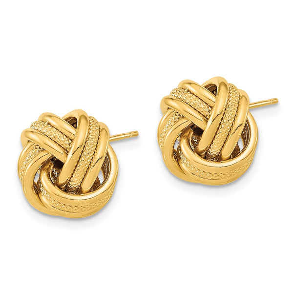 14K Gold Polished Triple Love Knot Earrings