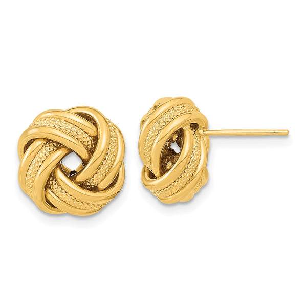 14K Gold Polished Triple Love Knot Earrings
