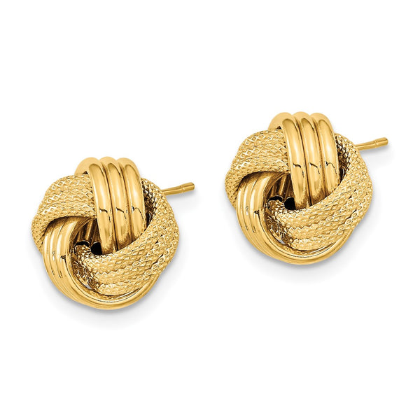 14K Gold Polished Triple Love Knot Post Earrings - 0.85mm