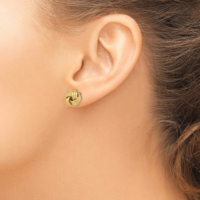 Buy Stylish 14K Gold Polished Triple Love Knot Post Earrings - 0.85mm-3