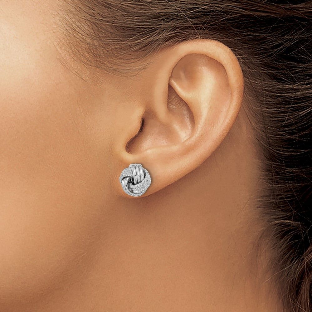 Shop Stylish 14K White Gold Love Knot Stud Earrings - Affordable Luxury Gift