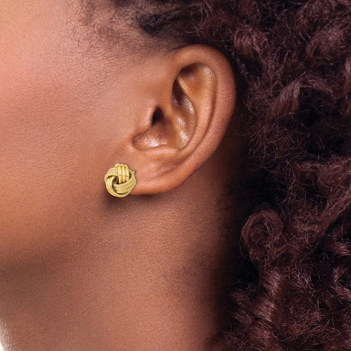 Shop Exclusive 14K Gold Polished Textured Triple Love Knot Stud Earrings - Stylish & Affordable!-4