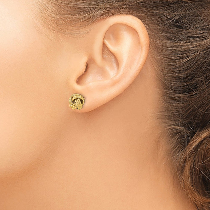 Buy 14K Gold Polished Textured Love Knot Stud Earrings - Stylish Luxury Value-3