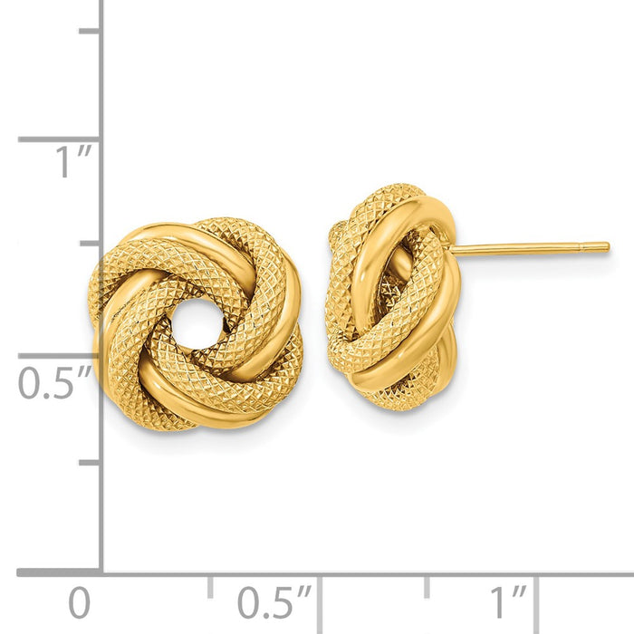Buy Stylish 14K Gold Polished Textured Double Love Knot Stud Earrings - Luxury Design-3