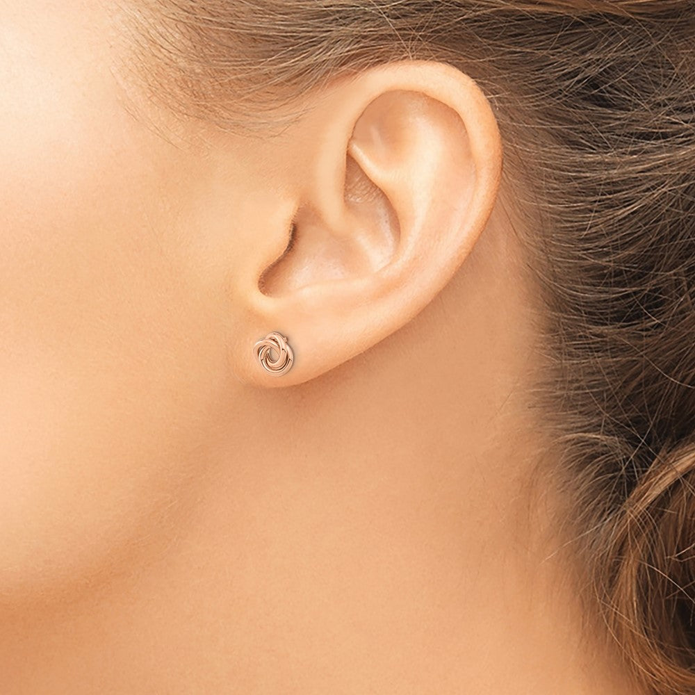High-Quality 14K Rose Gold Love Knot Stud Earrings - Stylish & Affordable!