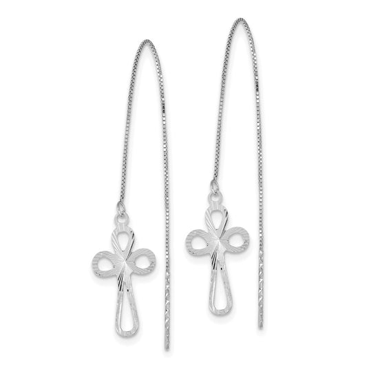 Buy Stylish 14K White Gold Cross Threader Earrings | .85mm, Discounted Prices!