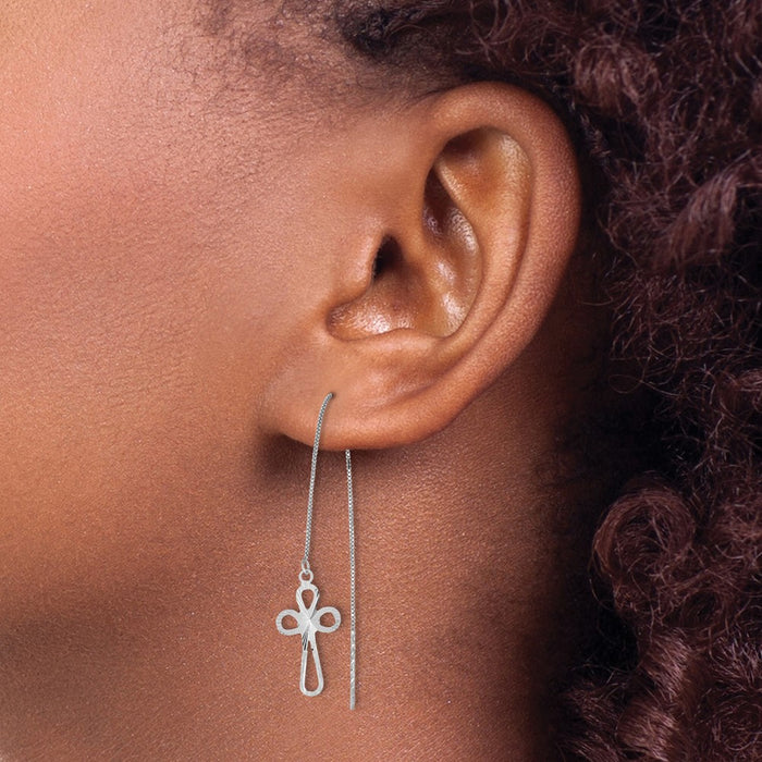 Buy Stylish 14K White Gold Cross Threader Earrings | .85mm, Discounted Prices!-3