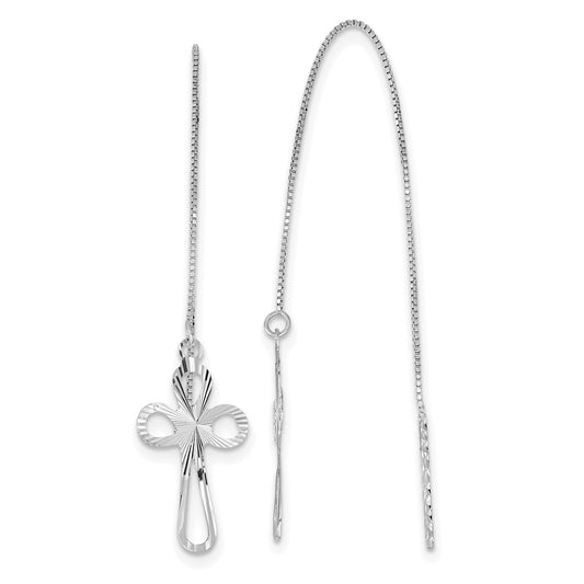 Buy Stylish 14K White Gold Cross Threader Earrings | .85mm, Discounted Prices!