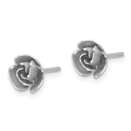 Buy Stylish 14K White Rhodium Double-Circle Rose Earrings | Luxury Design