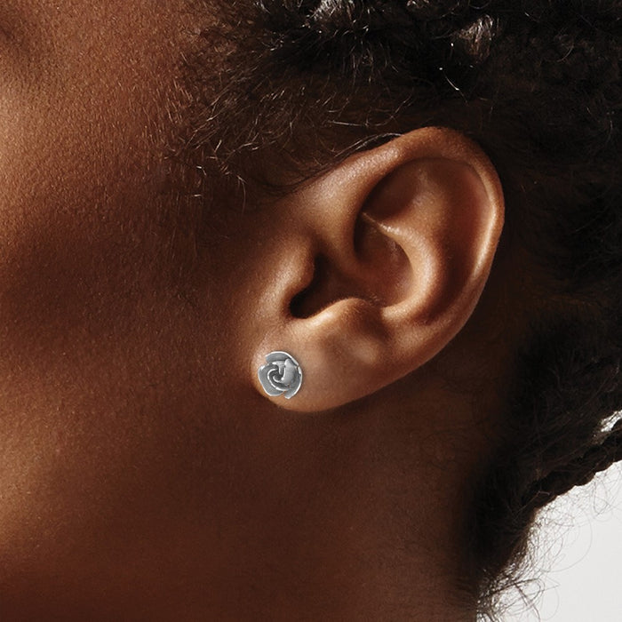 Buy Stylish 14K White Rhodium Double-Circle Rose Earrings | Luxury Design-3