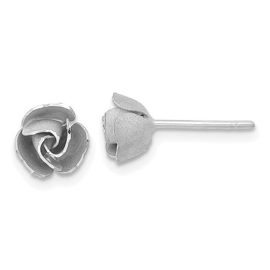 Buy Stylish 14K White Rhodium Double-Circle Rose Earrings | Luxury Design