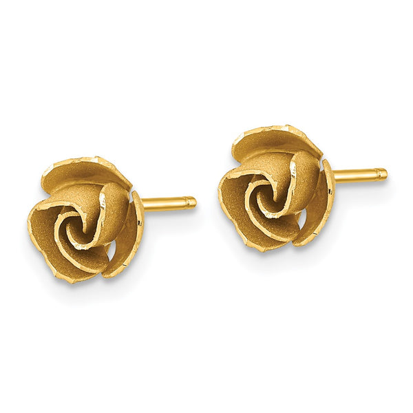 14K Yellow Gold Double-Circle Rose Post Earrings - Satin
