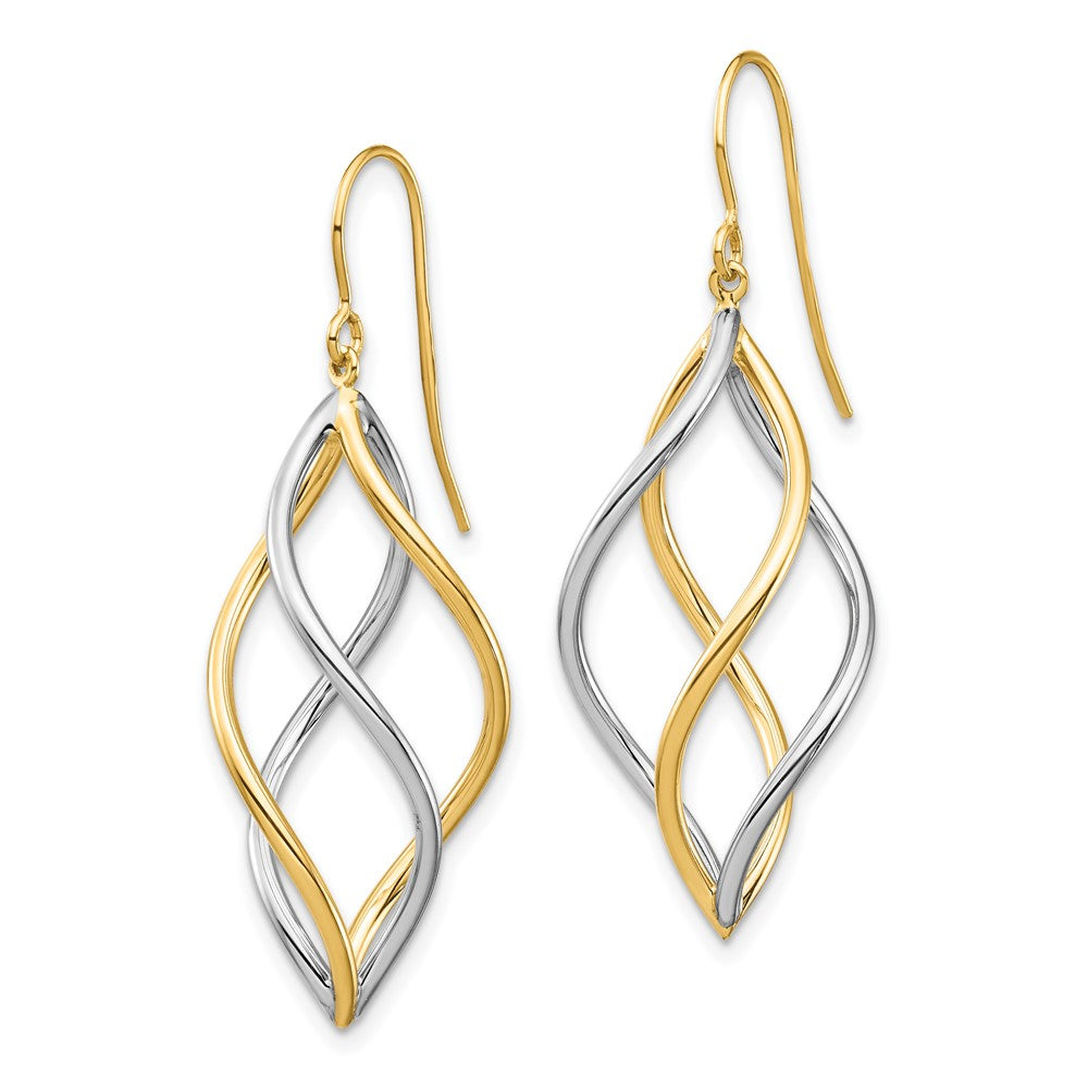 Shop Stylish 14K Two-Tone Twisted Polished Dangle Earrings - Luxury Design