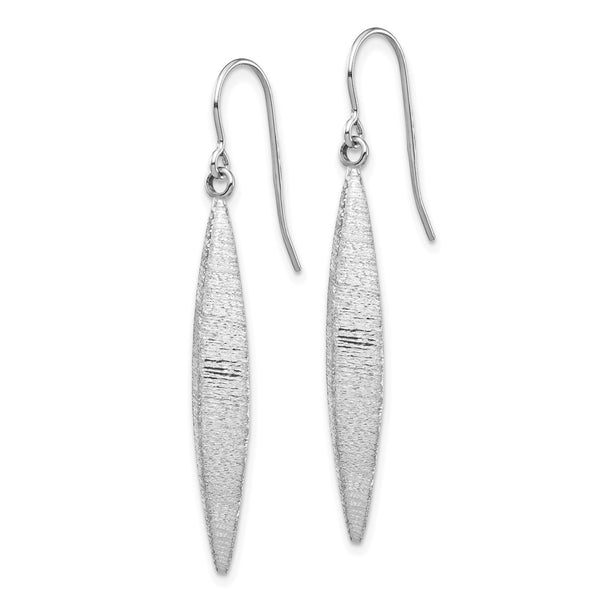 Brushed 14K White Gold Dangle Earrings