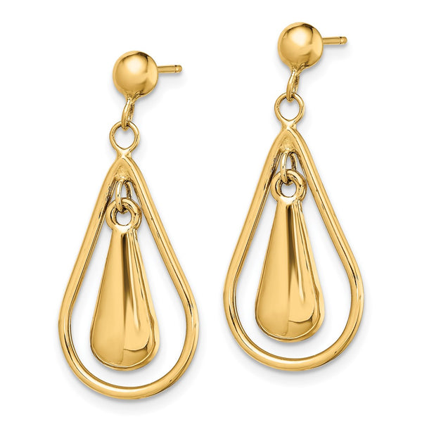 14K Gold Polished Dangle Earrings, Lightweight - Style GR1-1012280