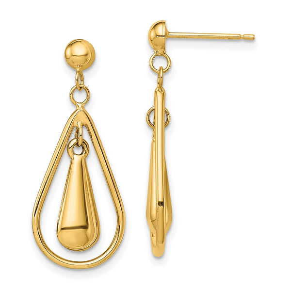 14K Gold Polished Dangle Earrings, Lightweight - Style GR1-1012280