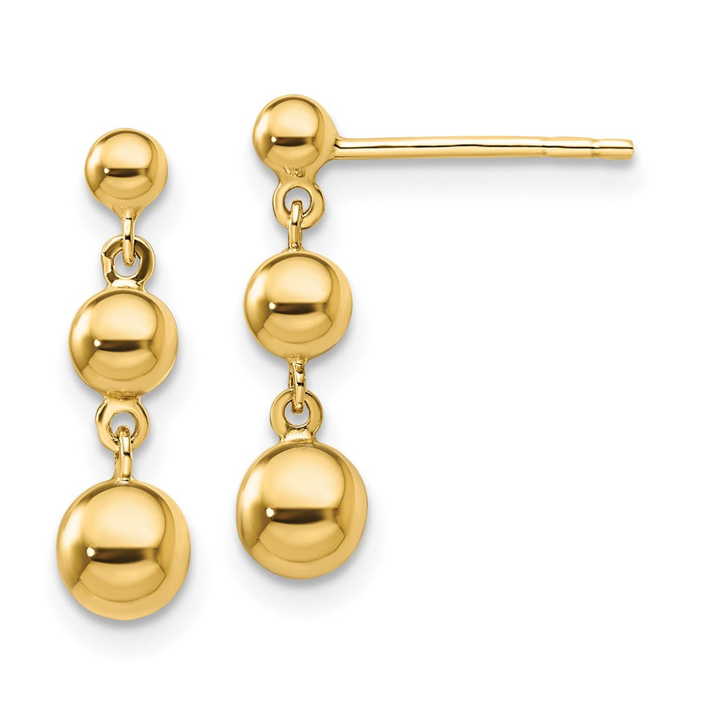 Shop Stylish 14K Gold Graduated Triple Ball Stud Earrings - Luxury Value!