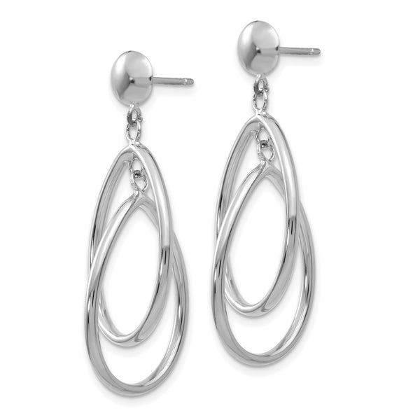 Polished Oval Dangle Earrings in 14K White Gold