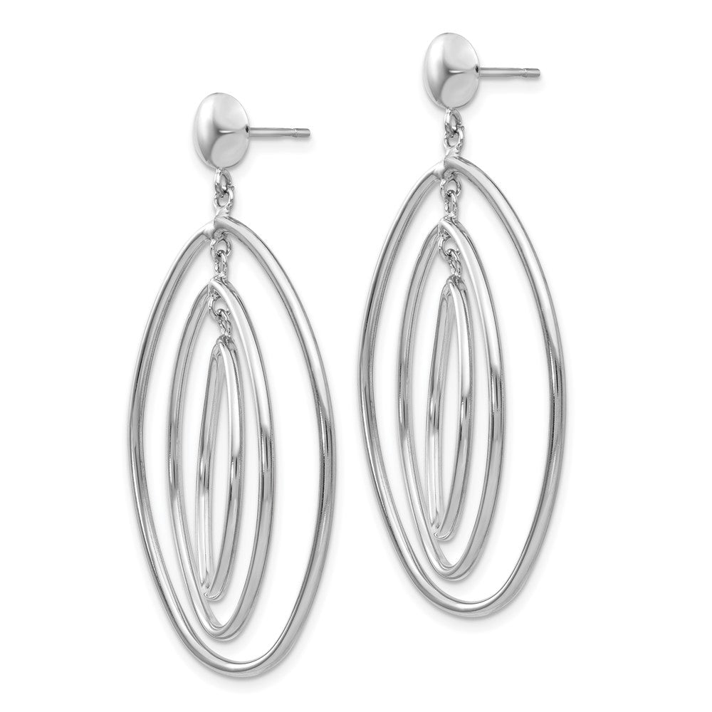High-Quality 14K White Gold Oval Circle Drop Earrings - Stylish Luxury Value
