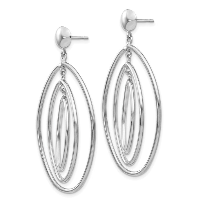High-Quality 14K White Gold Oval Circle Drop Earrings - Stylish Luxury Value-2