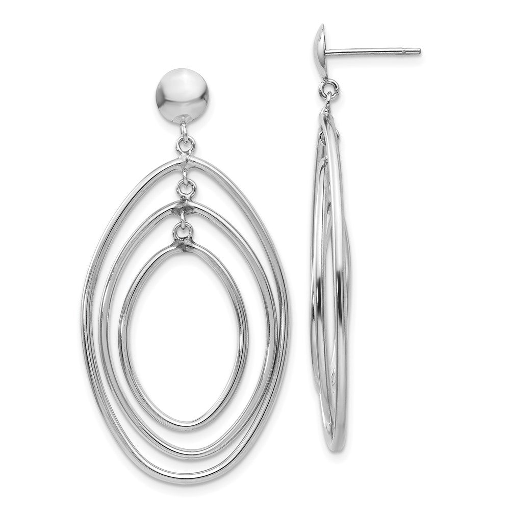 High-Quality 14K White Gold Oval Circle Drop Earrings - Stylish Luxury Value