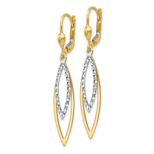 Buy Stylish 14K Two-Tone Diamond-Cut Leverback Earrings - Luxury Jewelry
