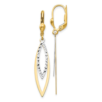 Buy Stylish 14K Two-Tone Diamond-Cut Leverback Earrings - Luxury Jewelry