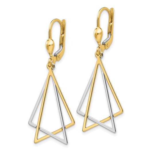 High-Quality 14K Two-Tone Leverback Dangle Earrings - Stylish & Affordable!